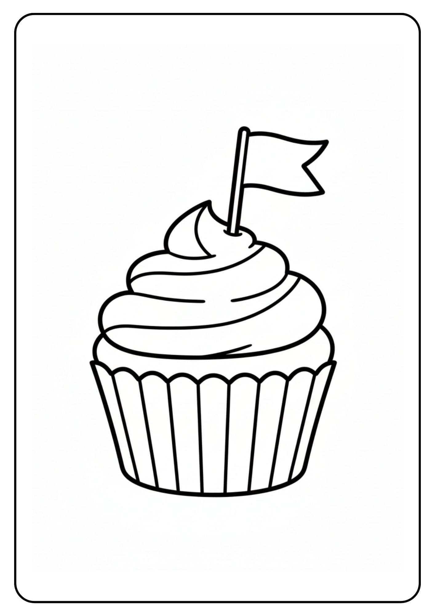 Kleurplaat cupcake schattig feestelijk