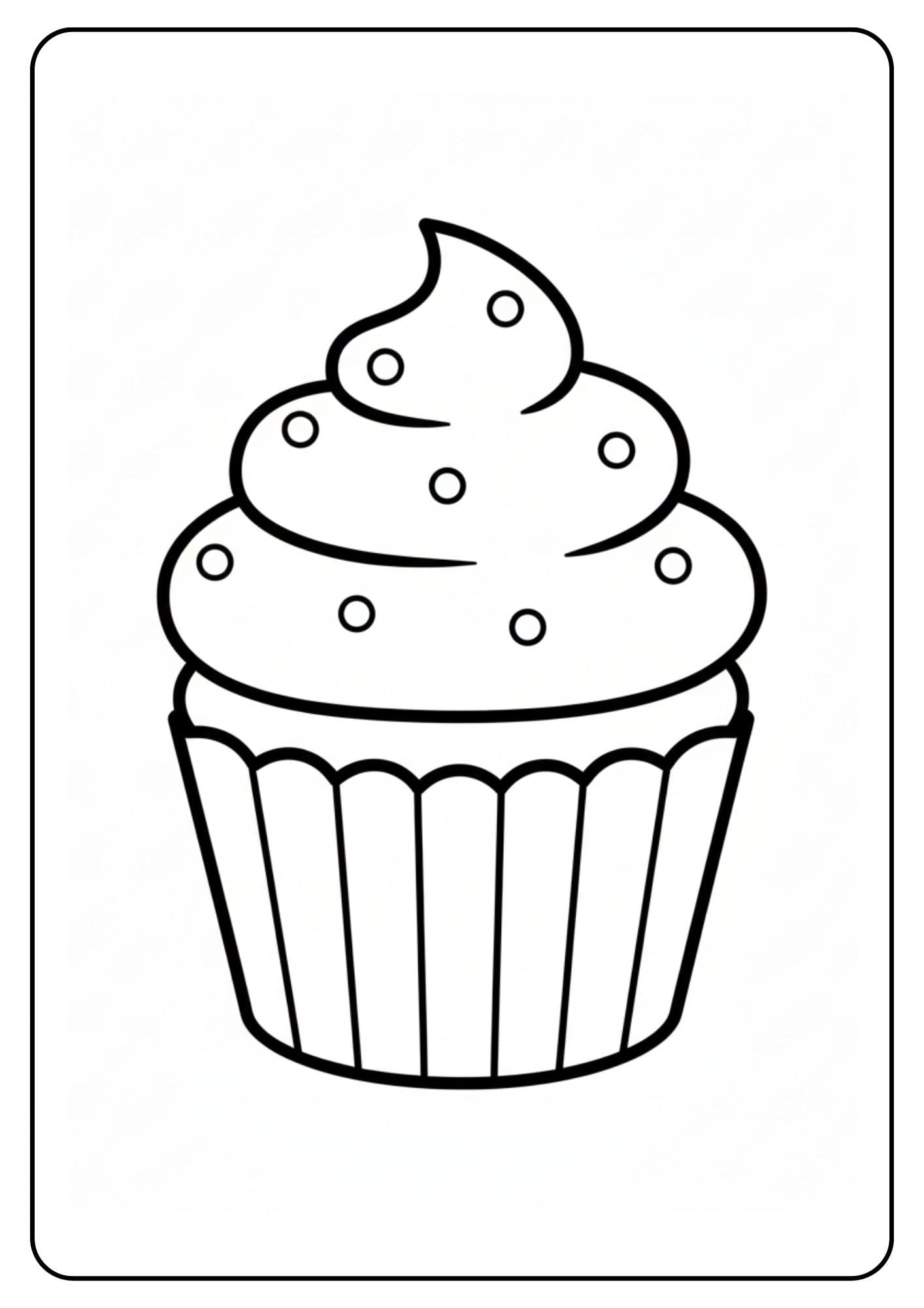 Kleurplaat cupcake schattig met dubbele topping