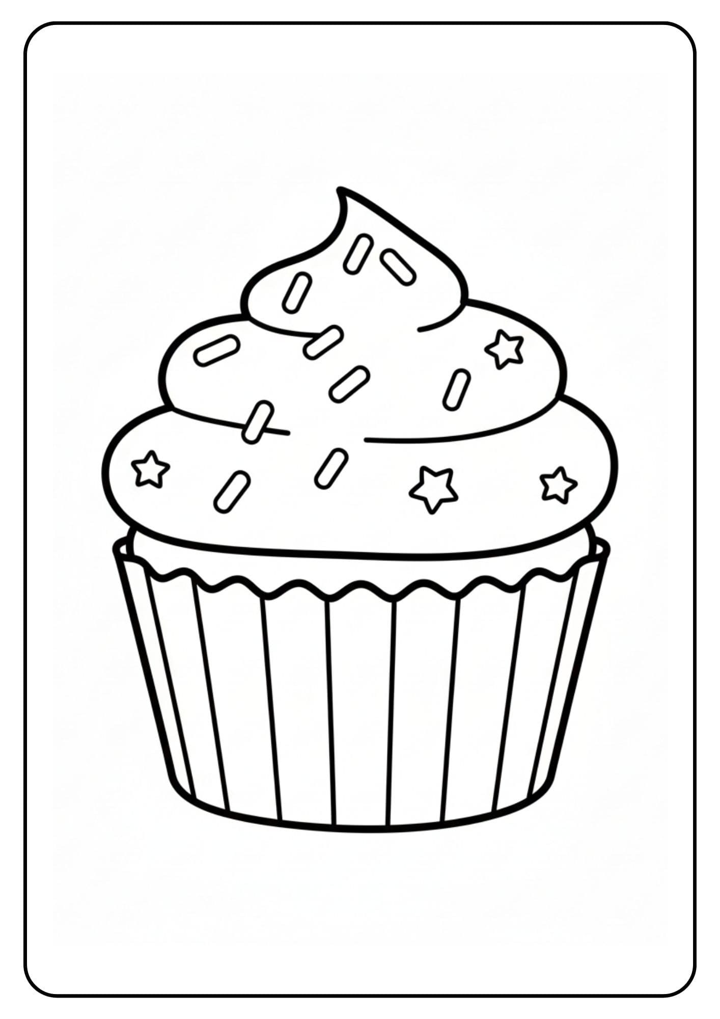 Kleurplaat cupcake schattig met sprinkles