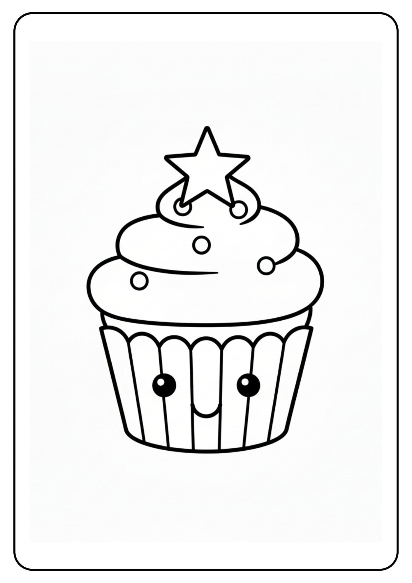 Kleurplaat cupcake schattig met ster