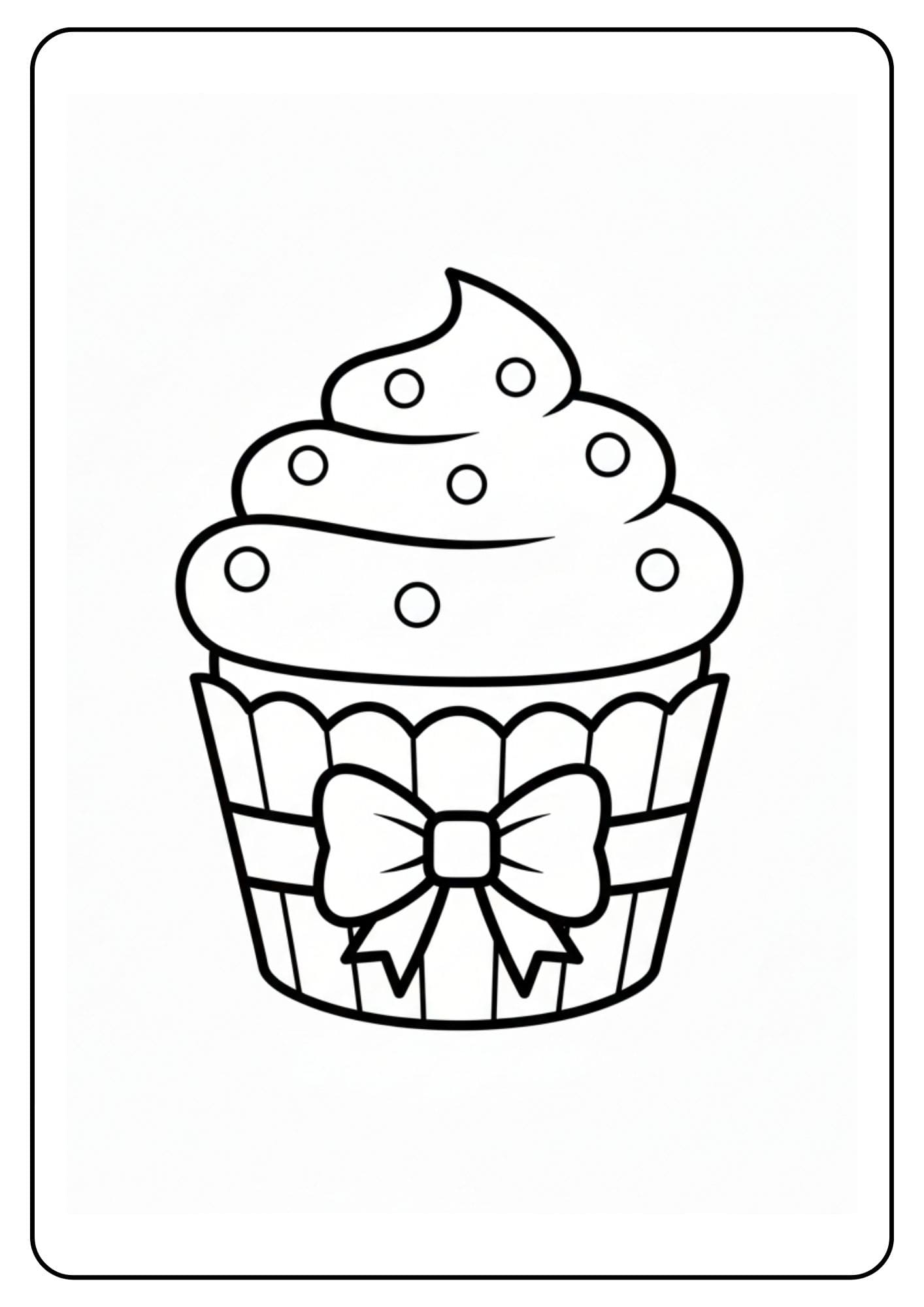 Kleurplaat cupcake schattig met strik