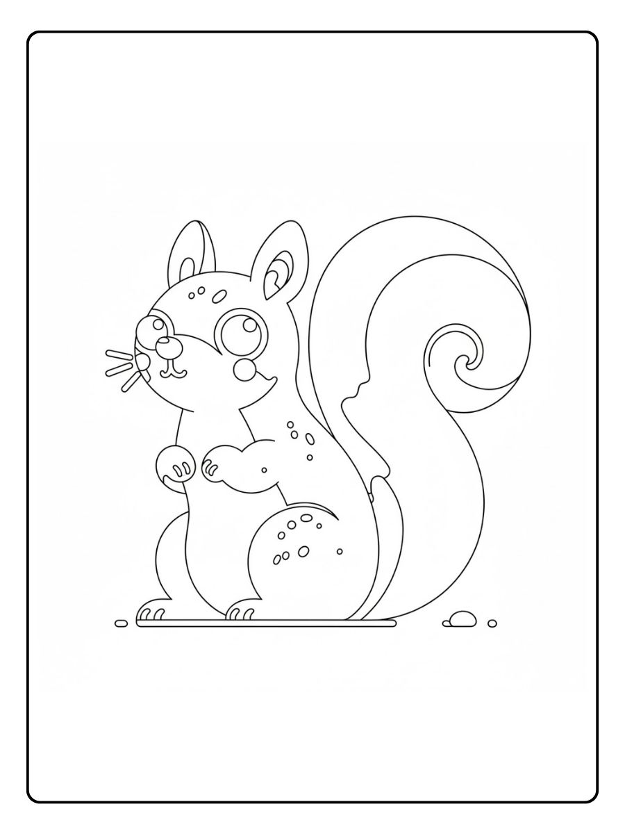 Kleurplaat eekhoorntje eekhoorntje met nootje