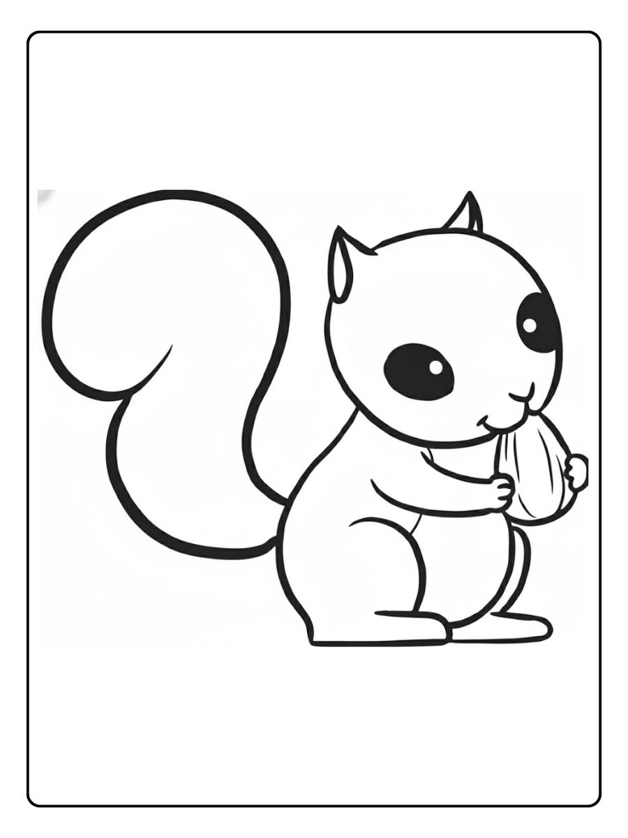 Kleurplaat eekhoorntje eenvoudig zittend eekhoorntje