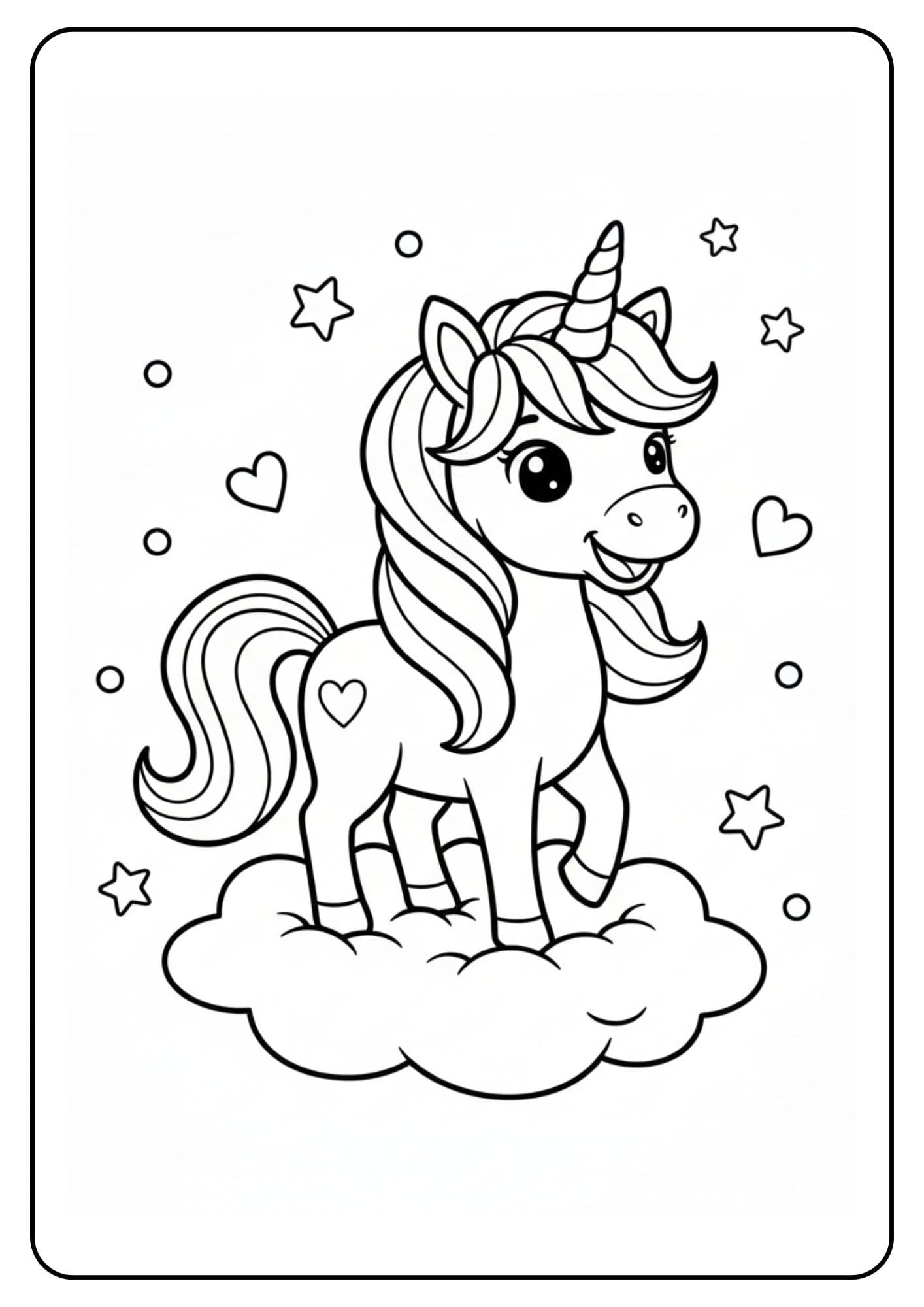 Kleurplaat eenhoorn met manen
