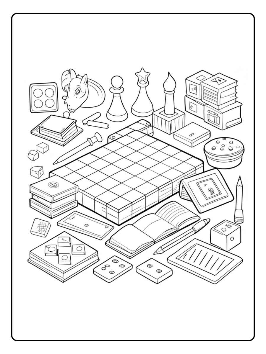 Kleurplaat game stapel bordspellen en spelletjes