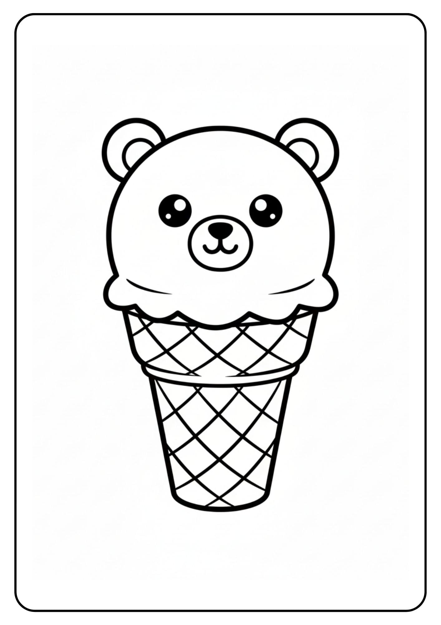 Kleurplaat ijsje schattig dierenvorm