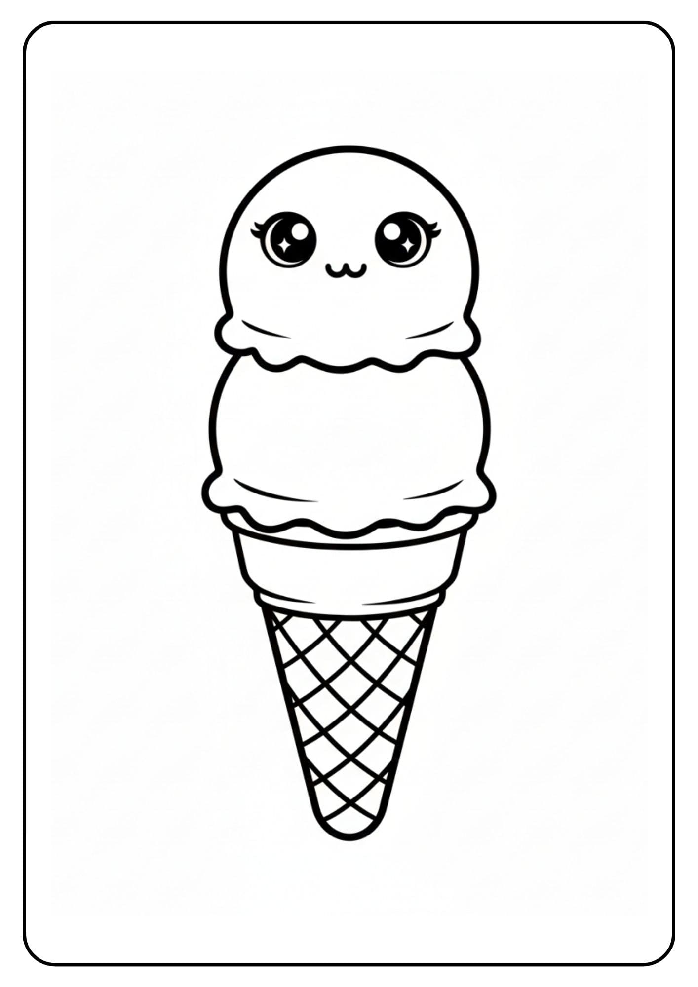 Kleurplaat ijsje schattig hoge ijsco