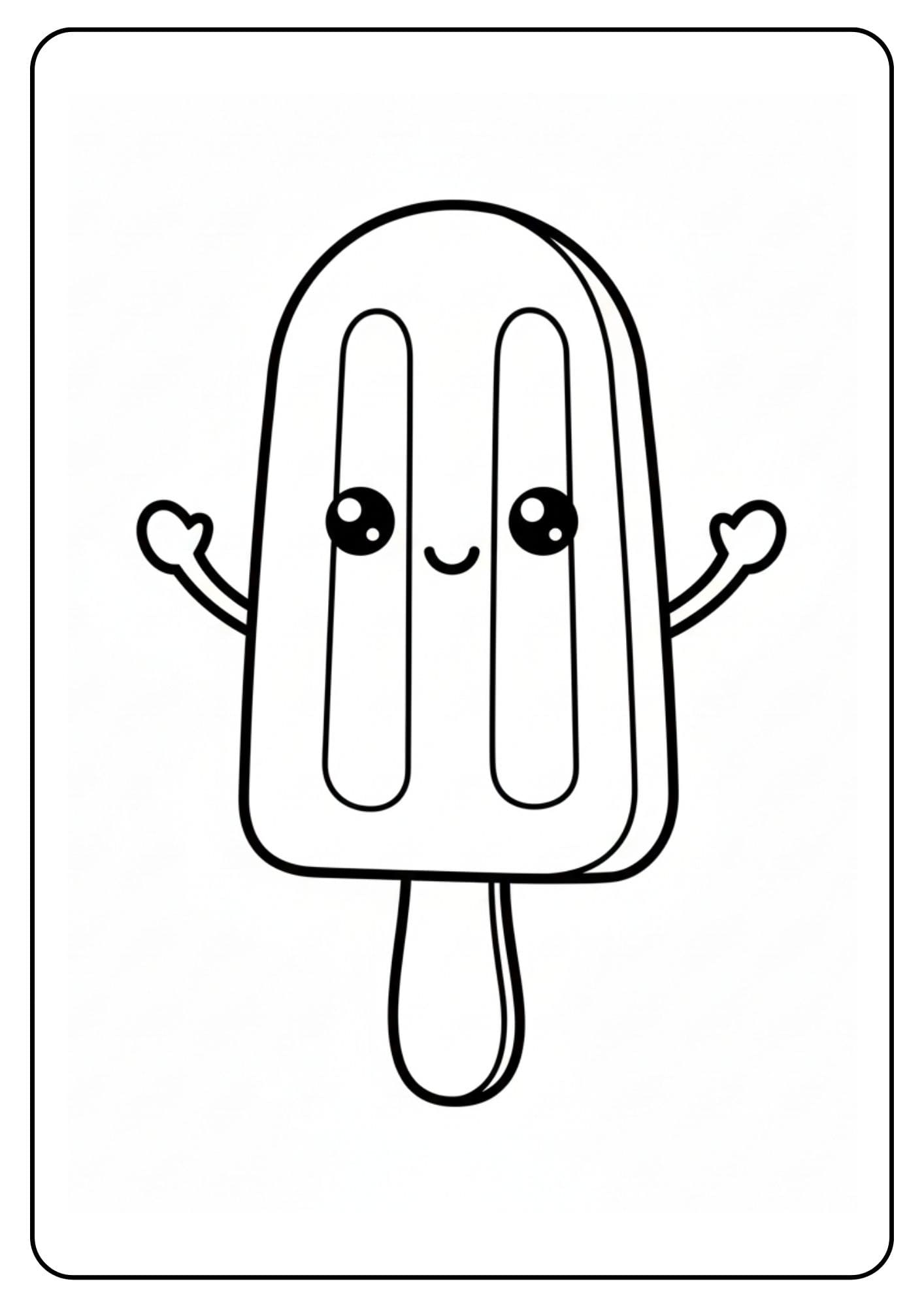 Kleurplaat ijsje schattig ijslolly
