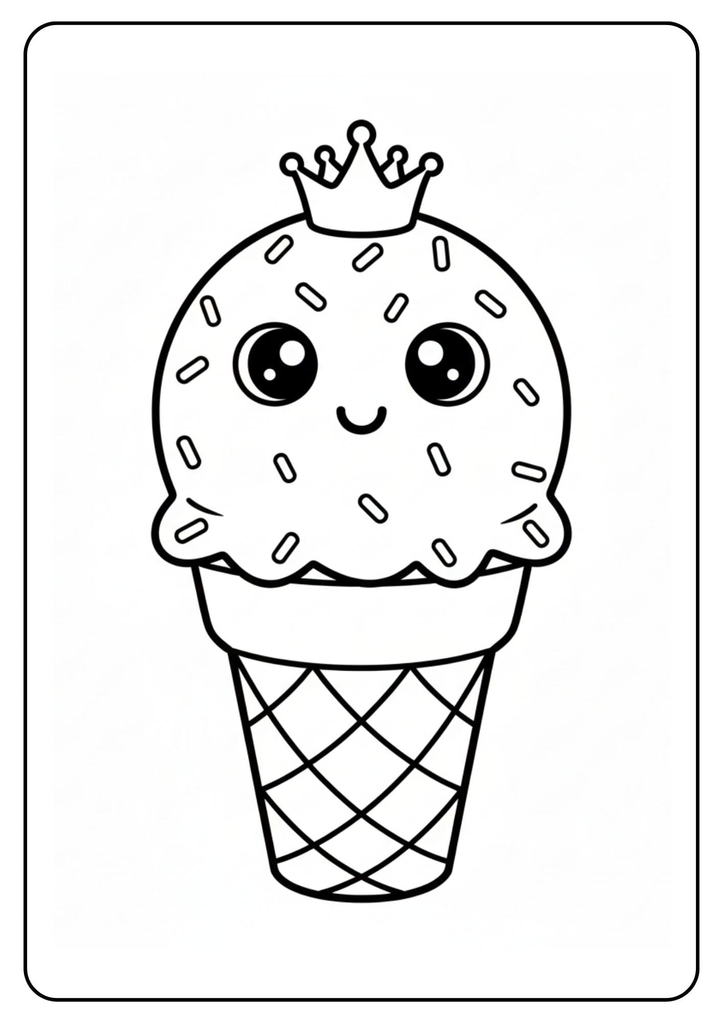 Kleurplaat ijsje schattig met sprinkles