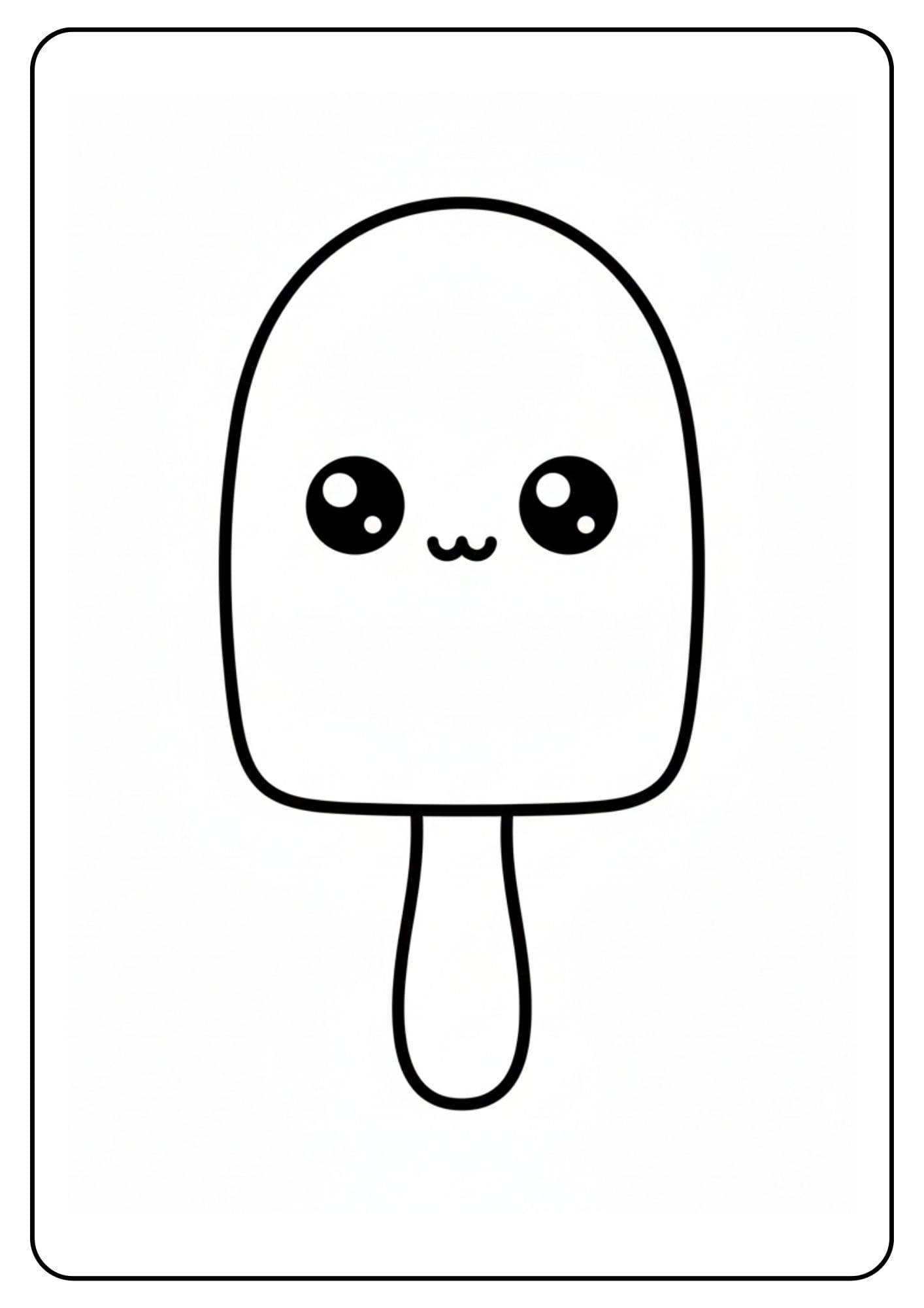 Kleurplaat ijsje schattig op stokje