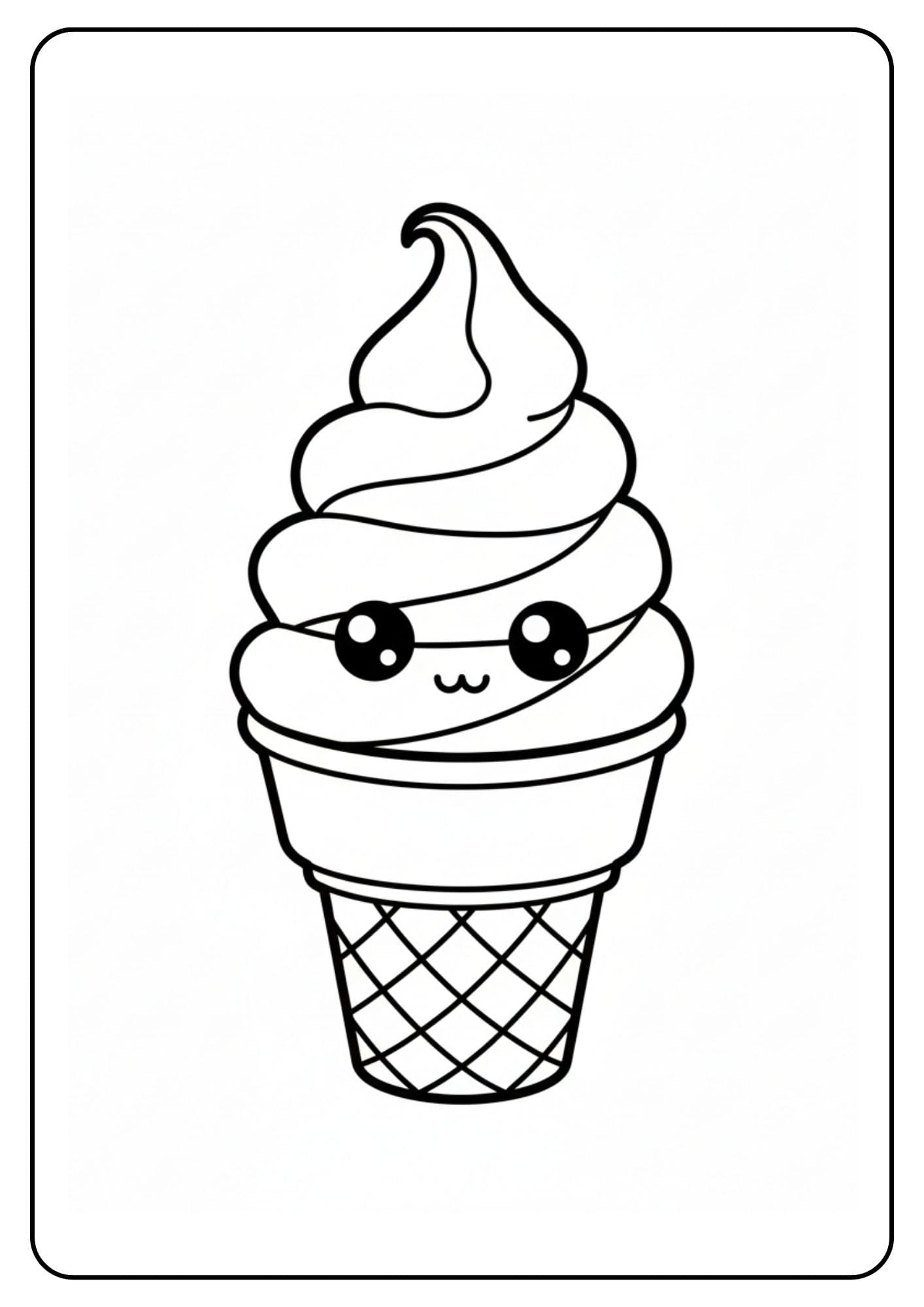 Kleurplaat ijsje schattig swirlijk ijsje