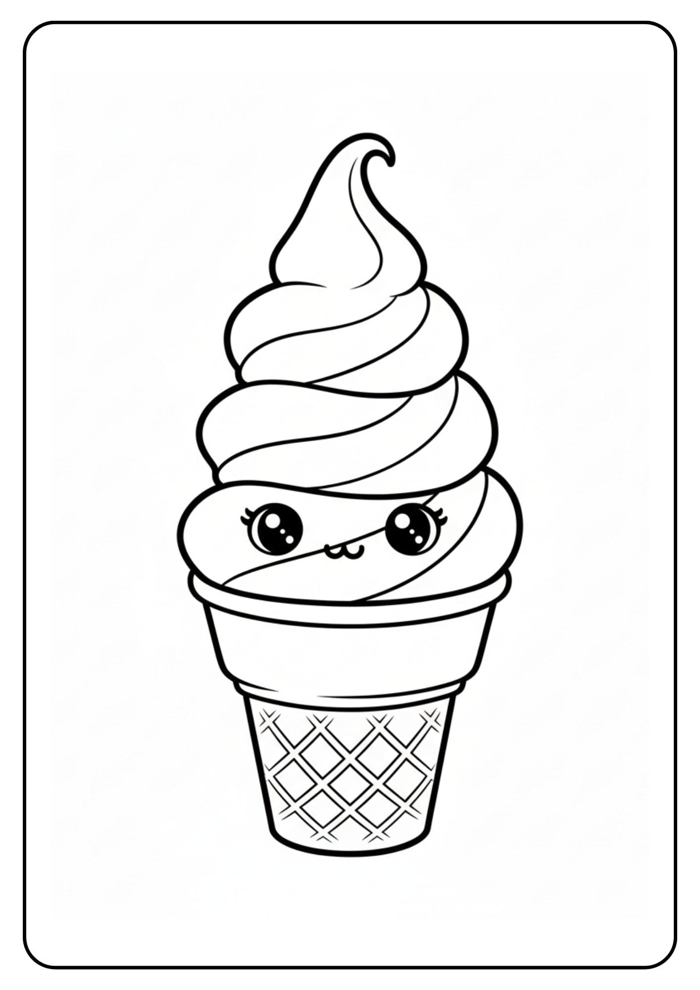 Kleurplaat ijsje schattig zacht ijs