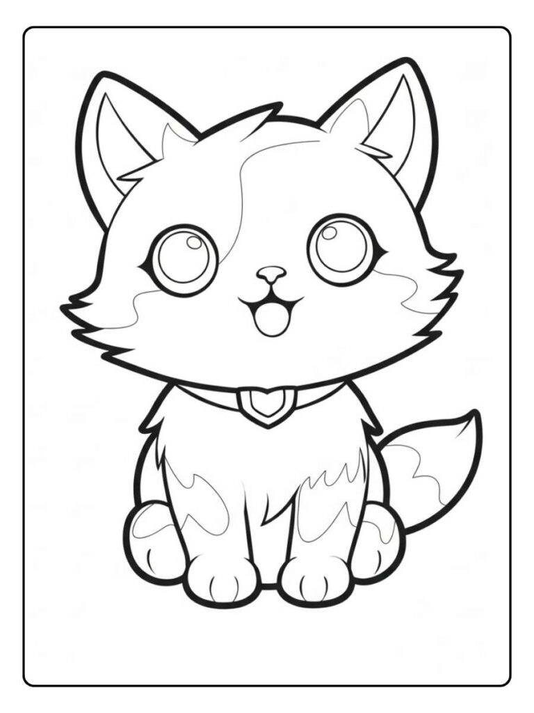 Kleurplaat kat katje met gevlekte vacht