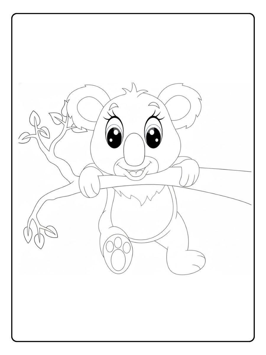Kleurplaat koala koala op een tak