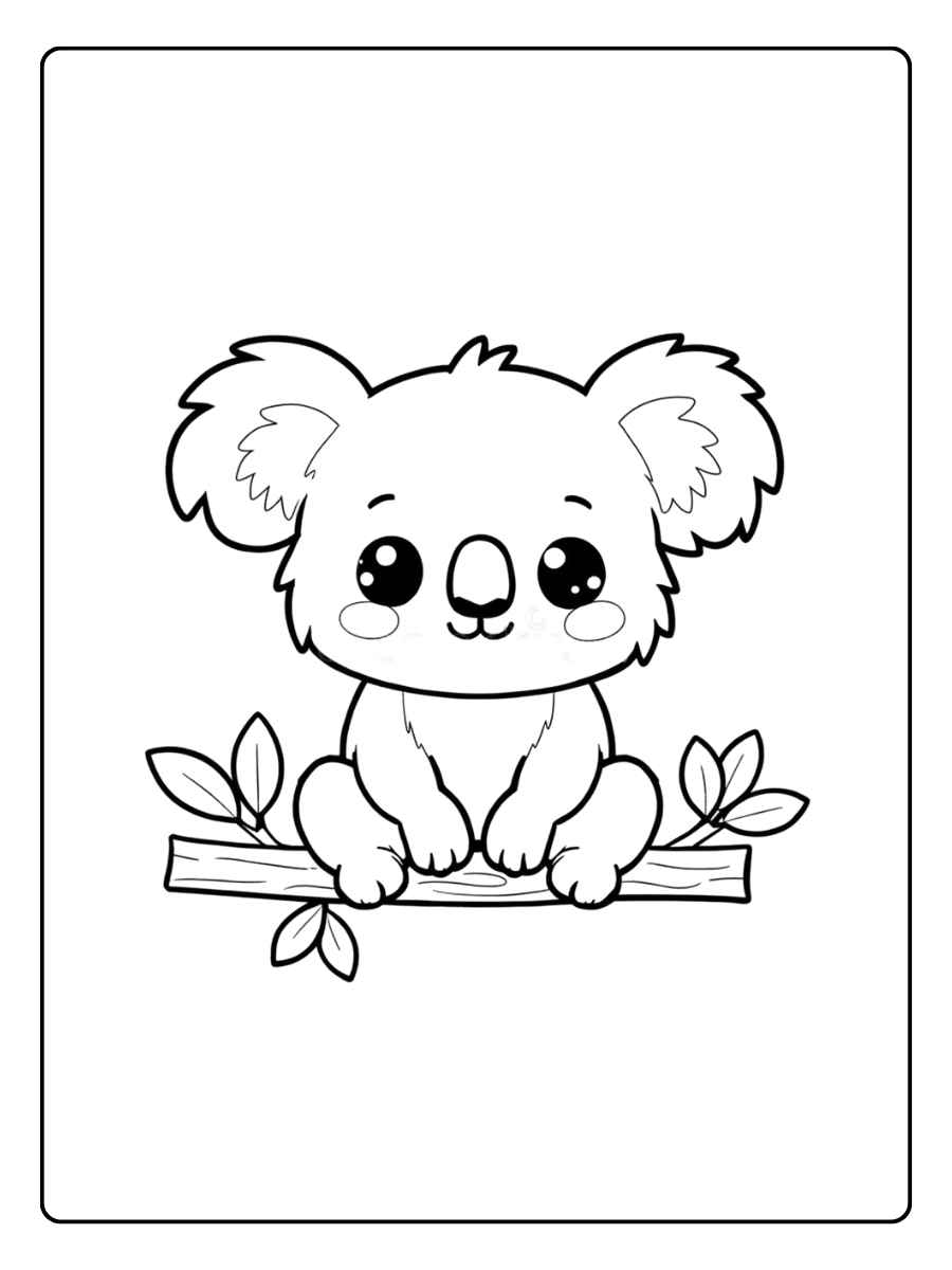 Kleurplaat koala koala zittend op een tak
