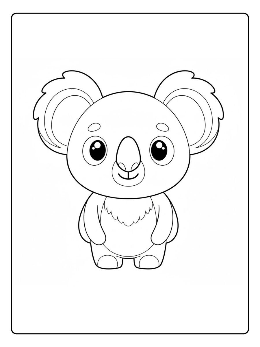 Kleurplaat koala schattige staande koala