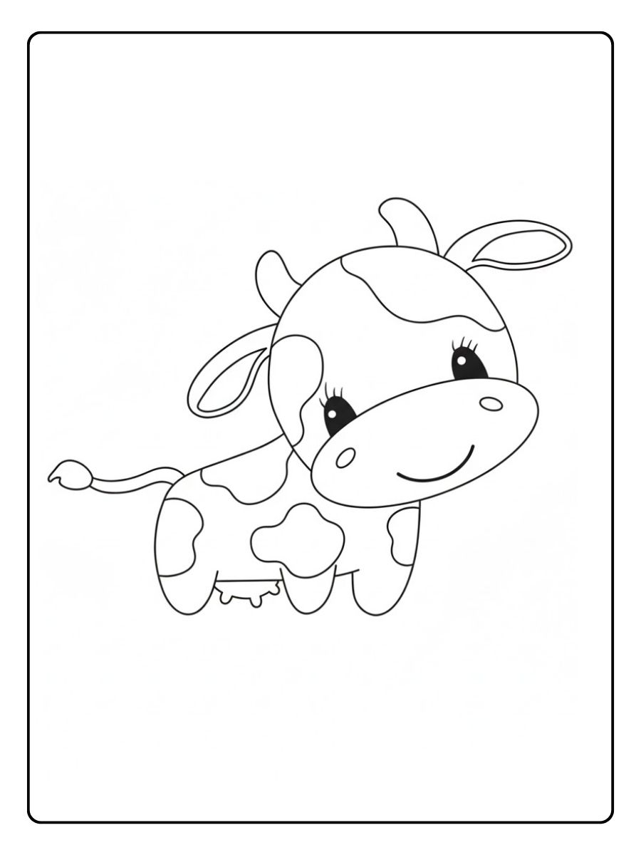 Kleurplaat koe schattige babykoe