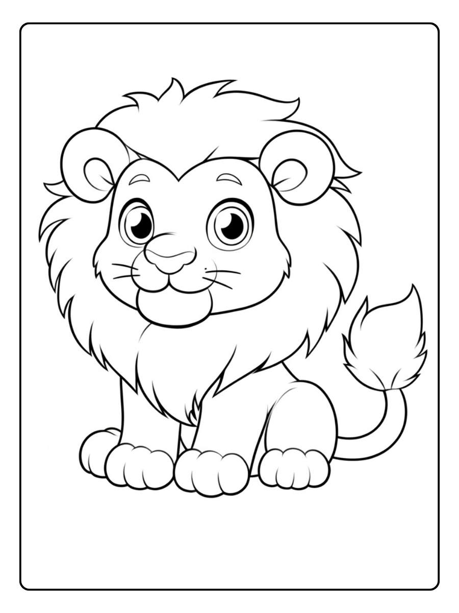 Kleurplaat leeuw rullend Vuur