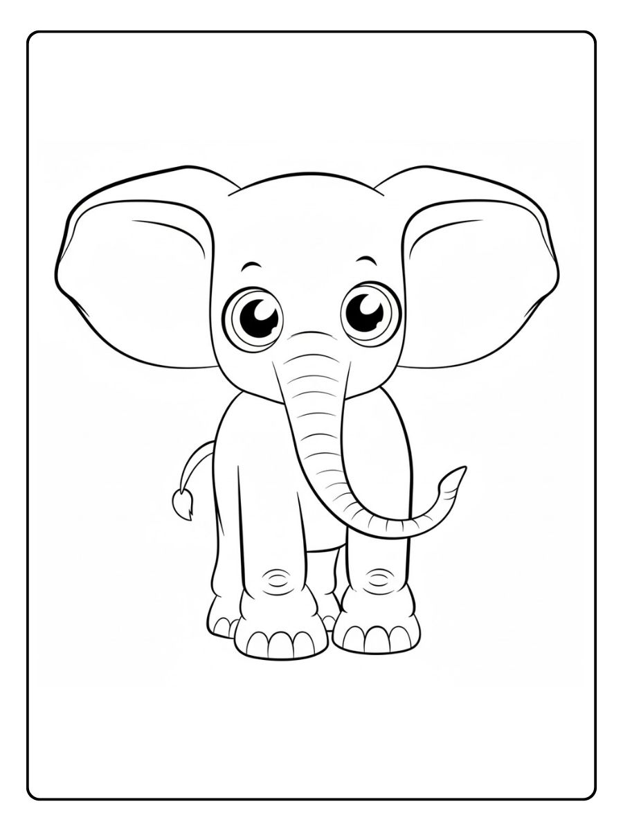 Kleurplaat olifant lieve olifant met grote oren