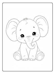 Kleurplaat olifant schattige baby olifant zittend