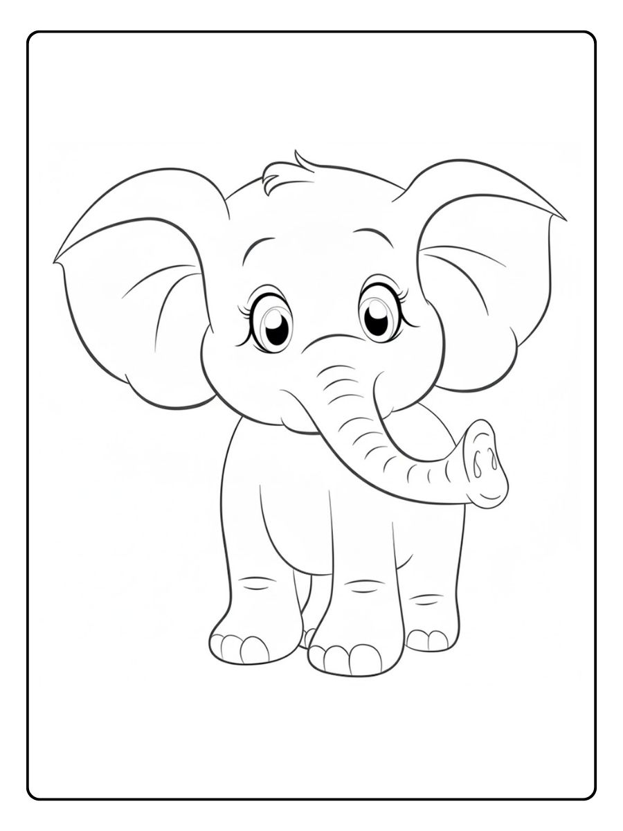 Kleurplaat olifant schattige staande olifant