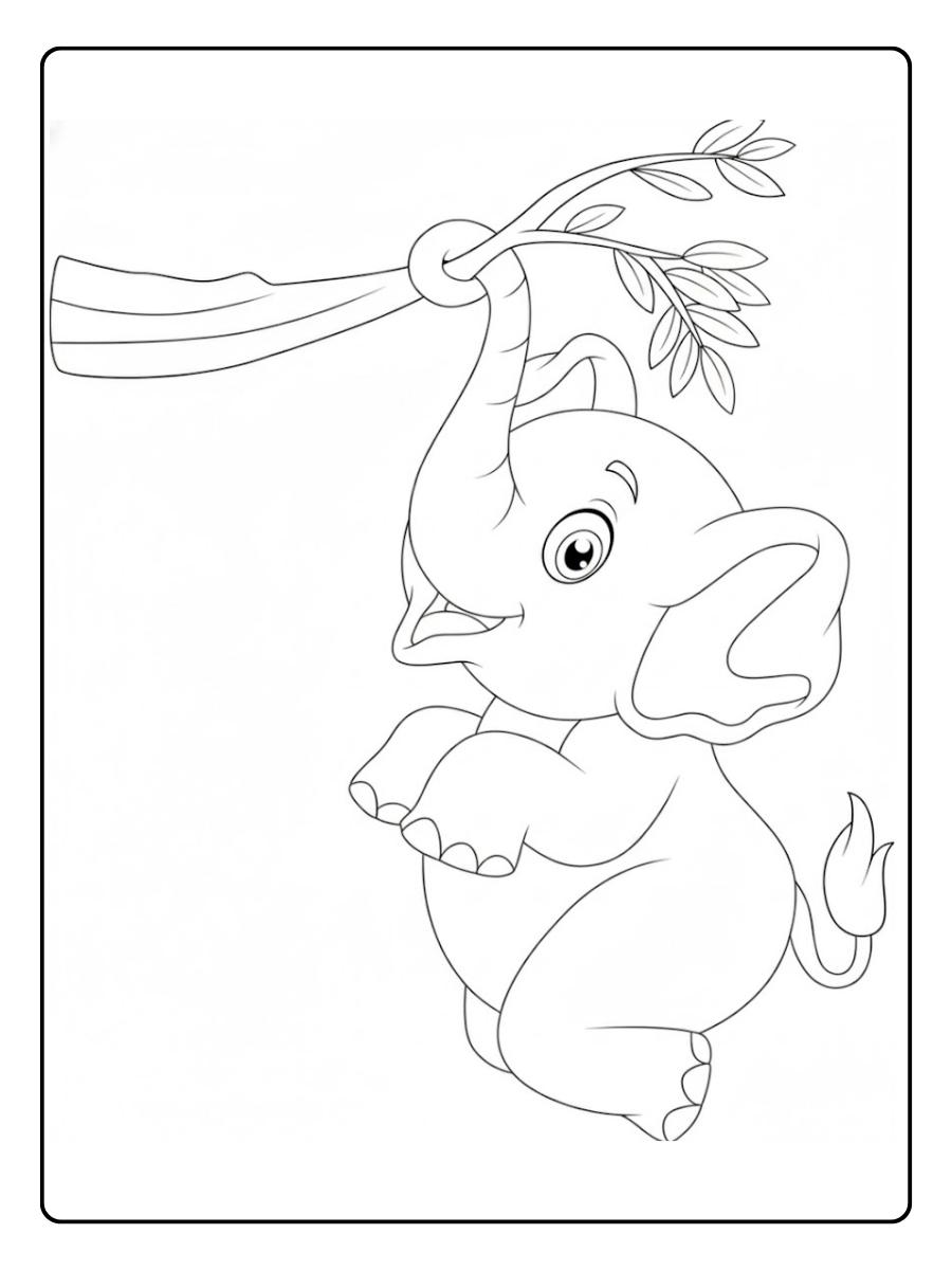 Kleurplaat olifant speelse olifant die danst