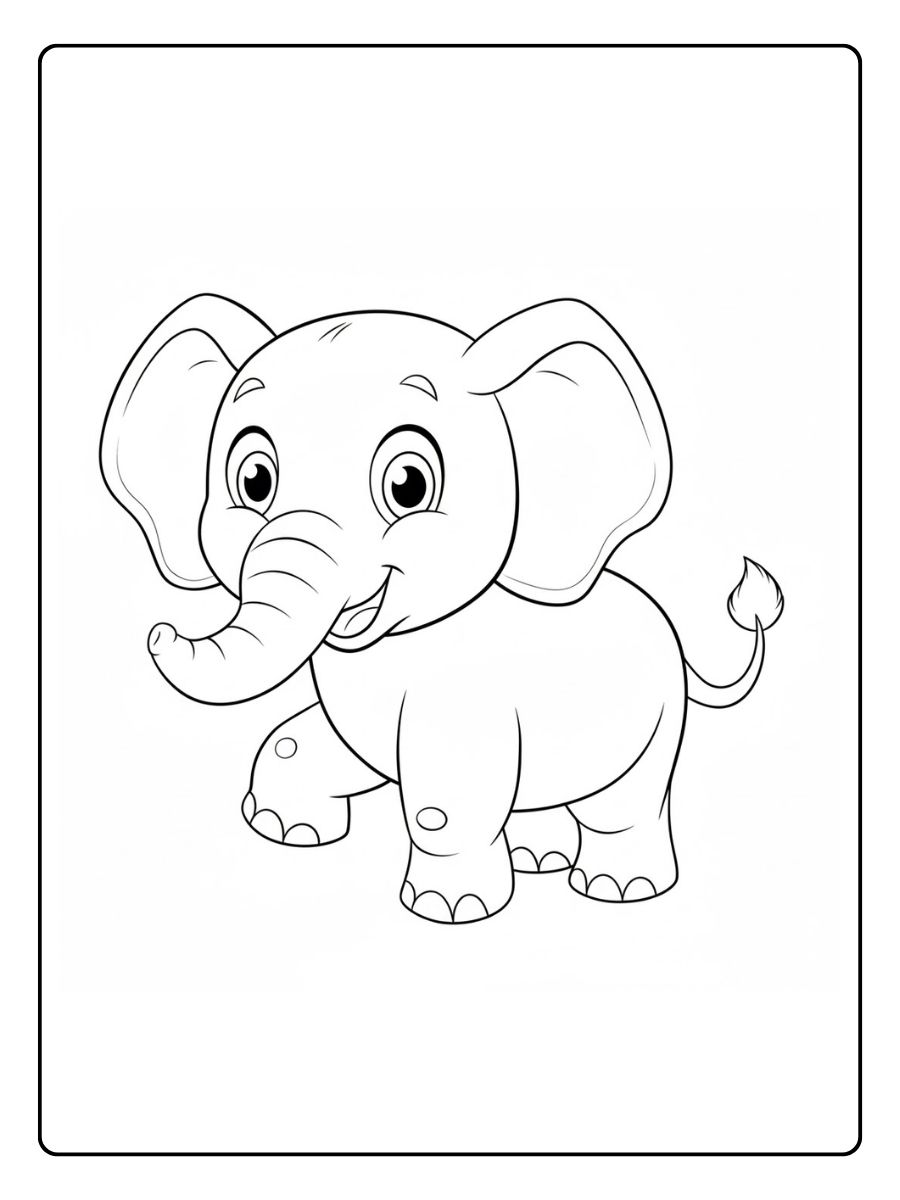 Kleurplaat olifant wandelende jonge olifant