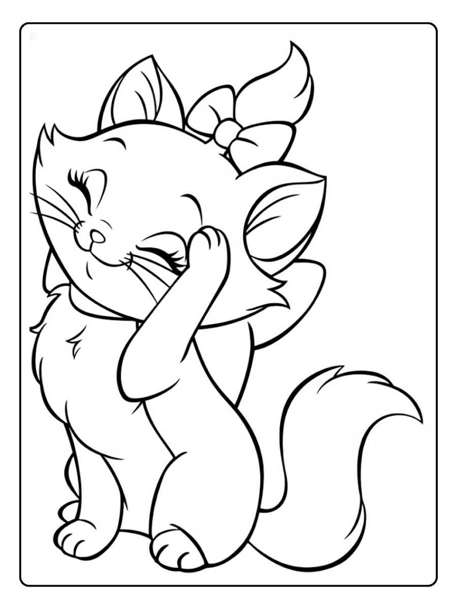 Kleurplaat poes vrolijke poes die zich wast
