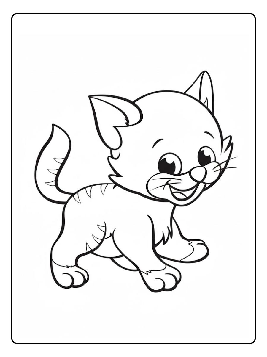 Kleurplaat poes wandelende poes