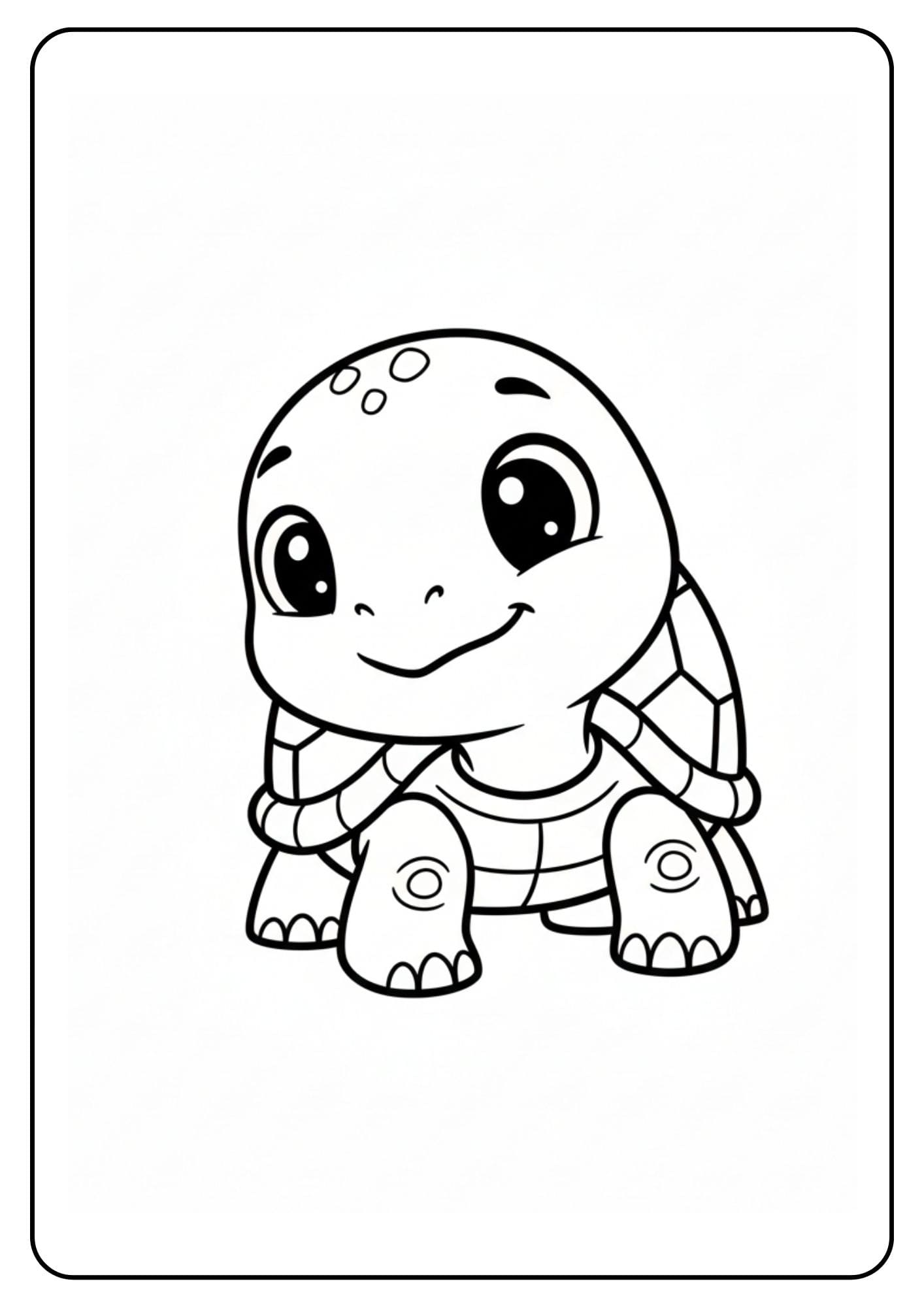 Kleurplaat schildpad cartoon schattig