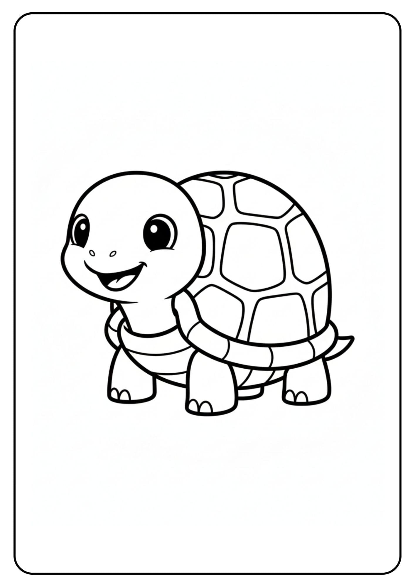 Kleurplaat schildpad eenvoudig schattig