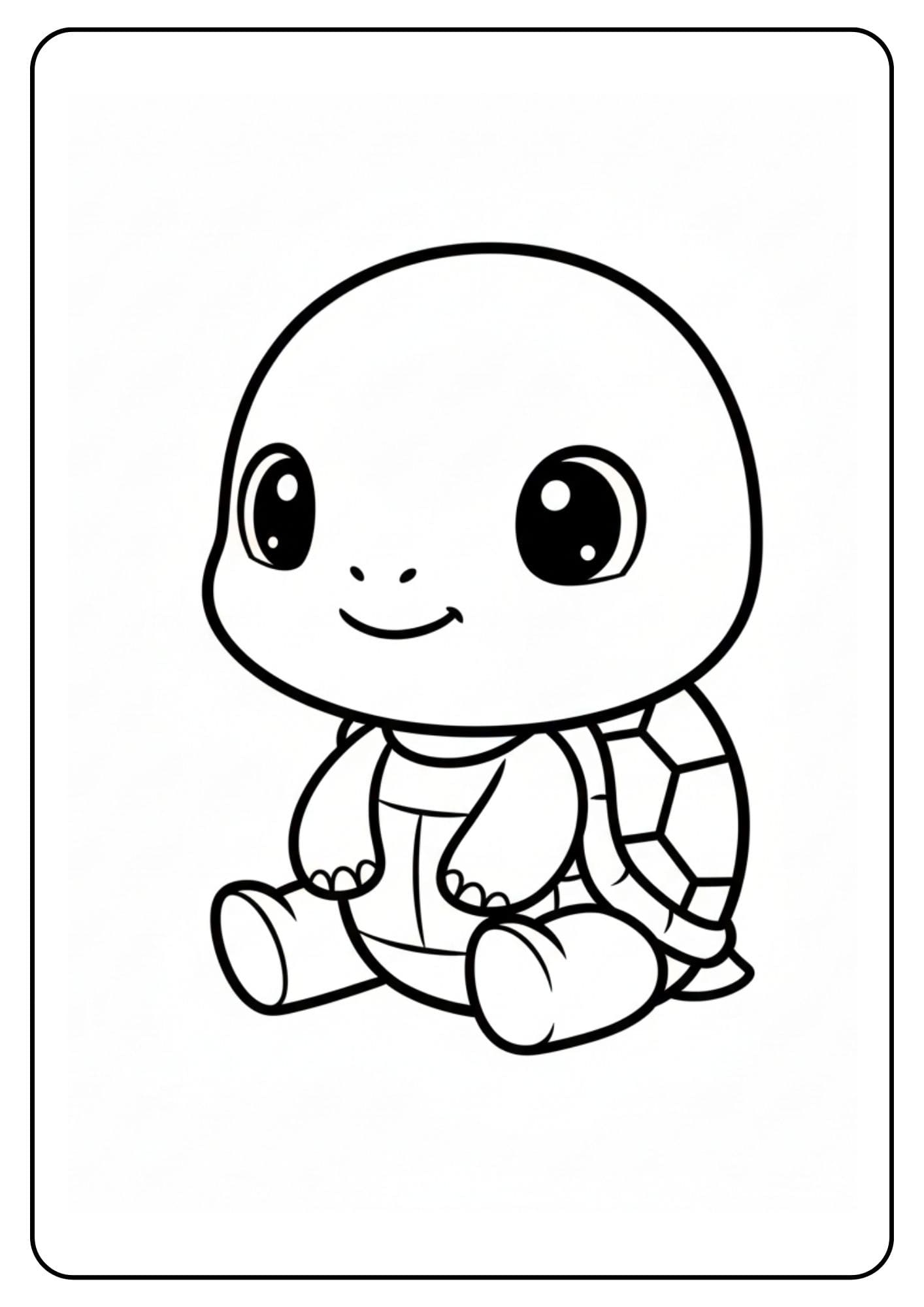 Kleurplaat schildpad schattig lachend