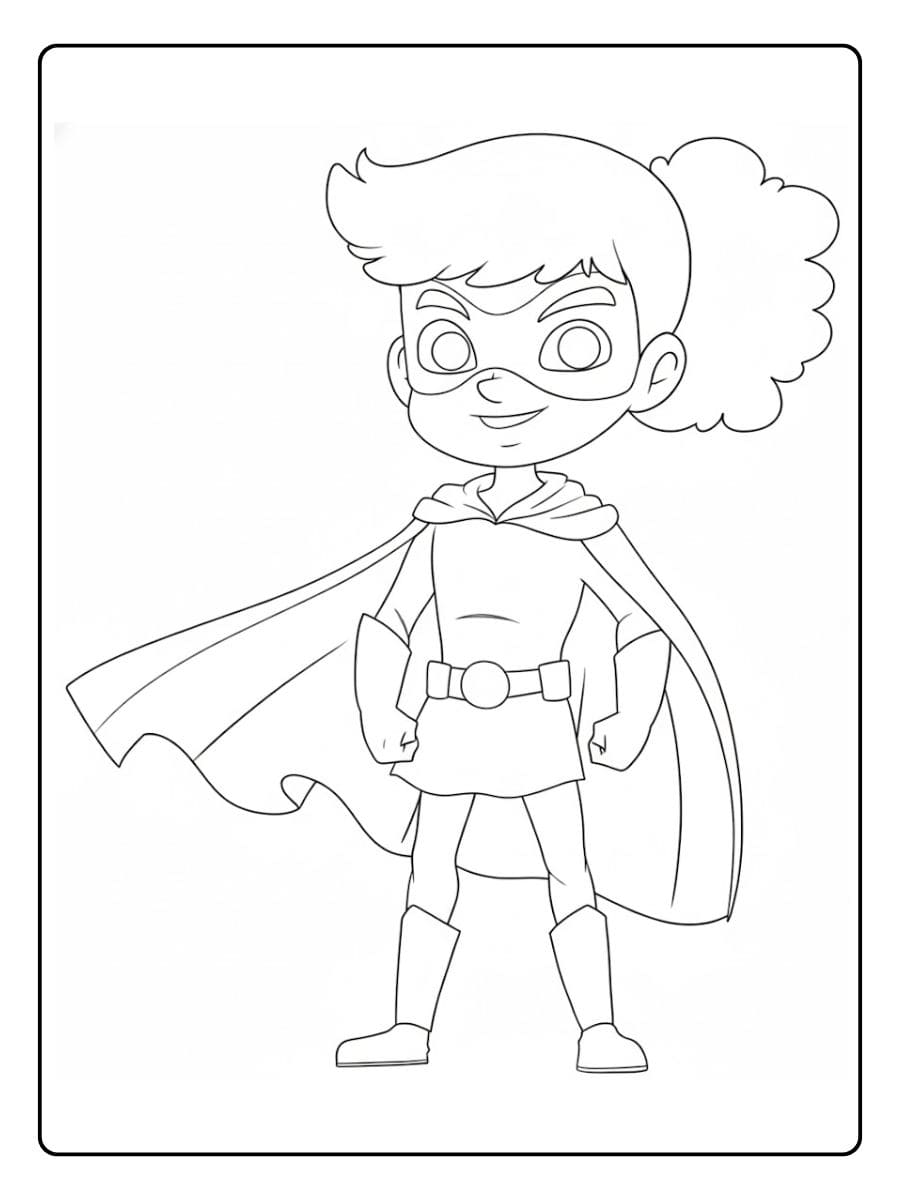 Kleurplaat superheld meisje