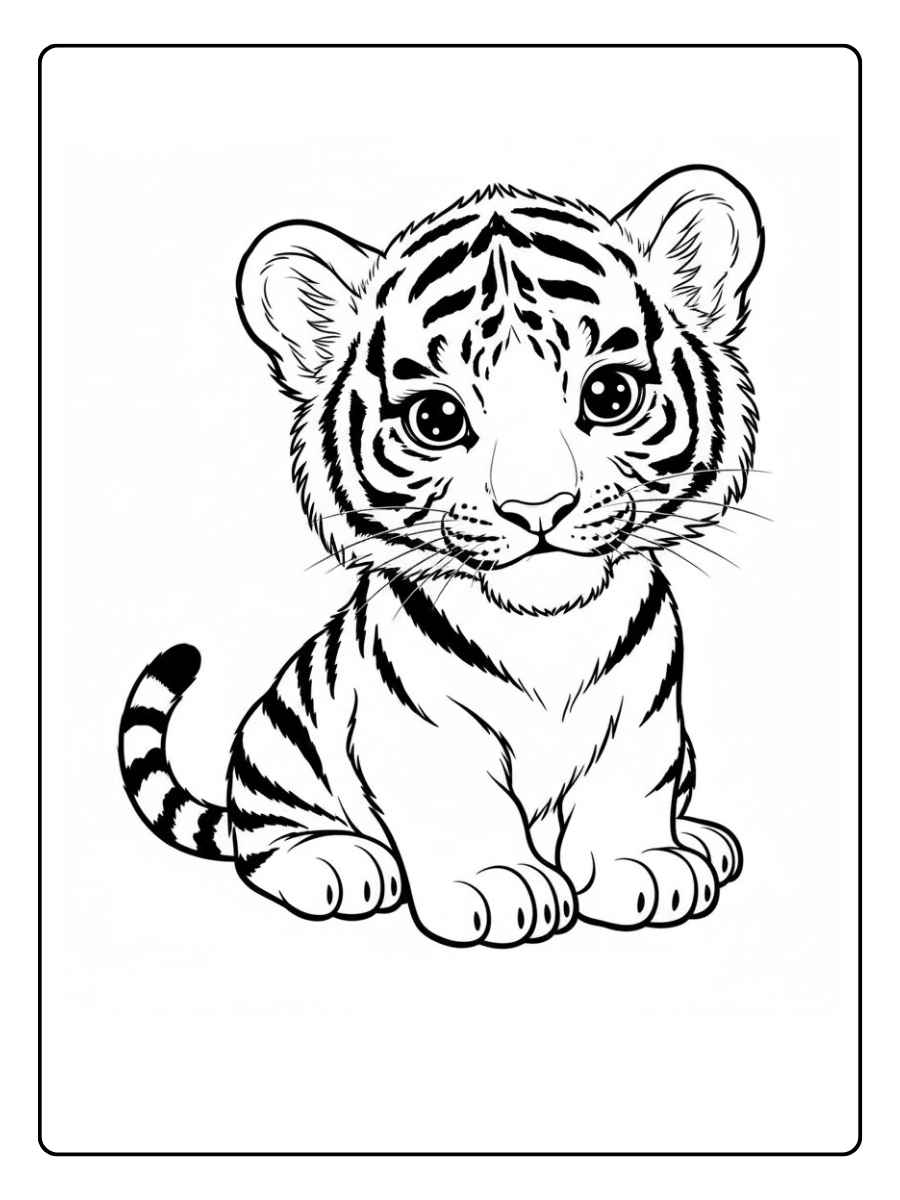 Kleurplaat tijger De kleine leeuw met tijgerstrepen