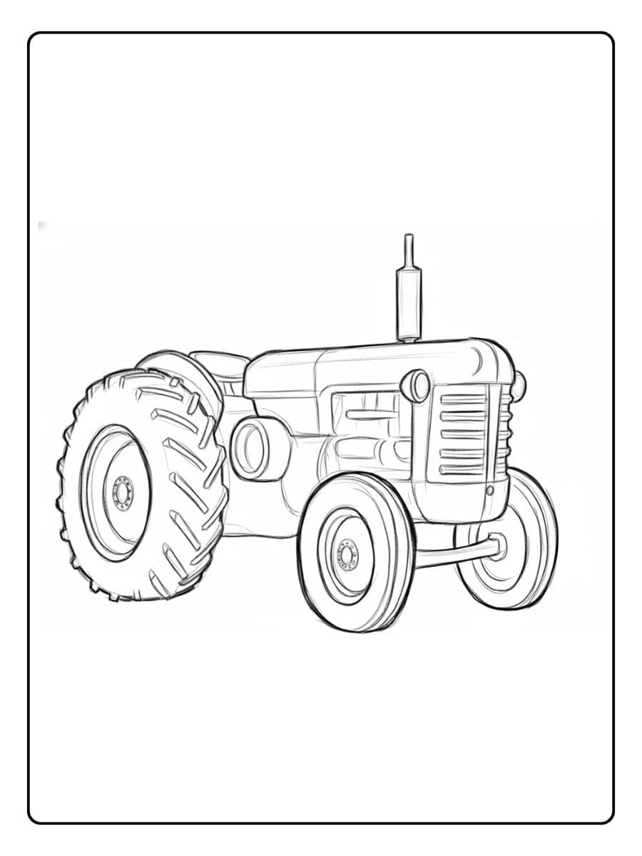 Kleurplaat trekker met dikke banden