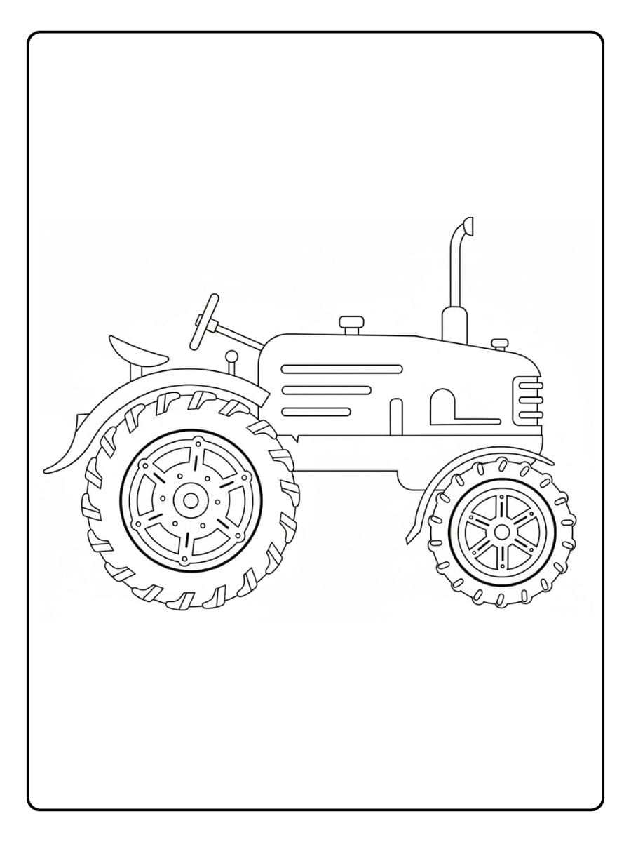 Kleurplaat trekker met dikke wielen