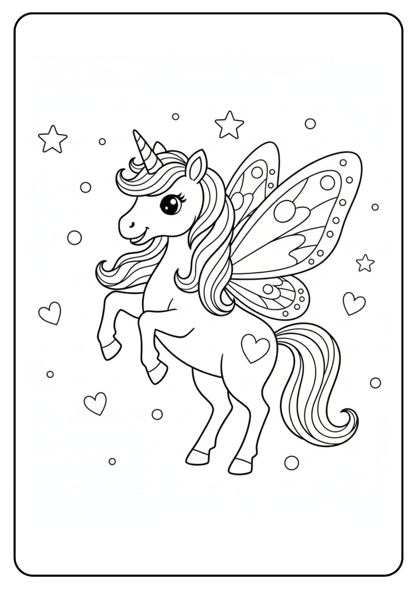 Kleurplaat unicorn met vleugels