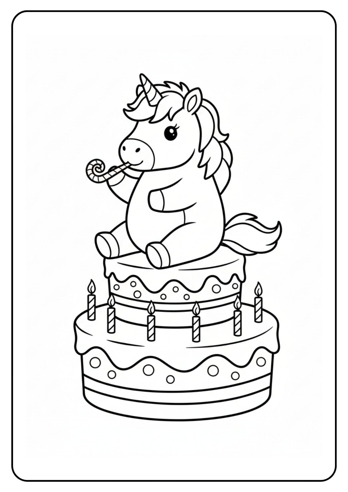 Kleurplaat unicorn taart eenvoudig