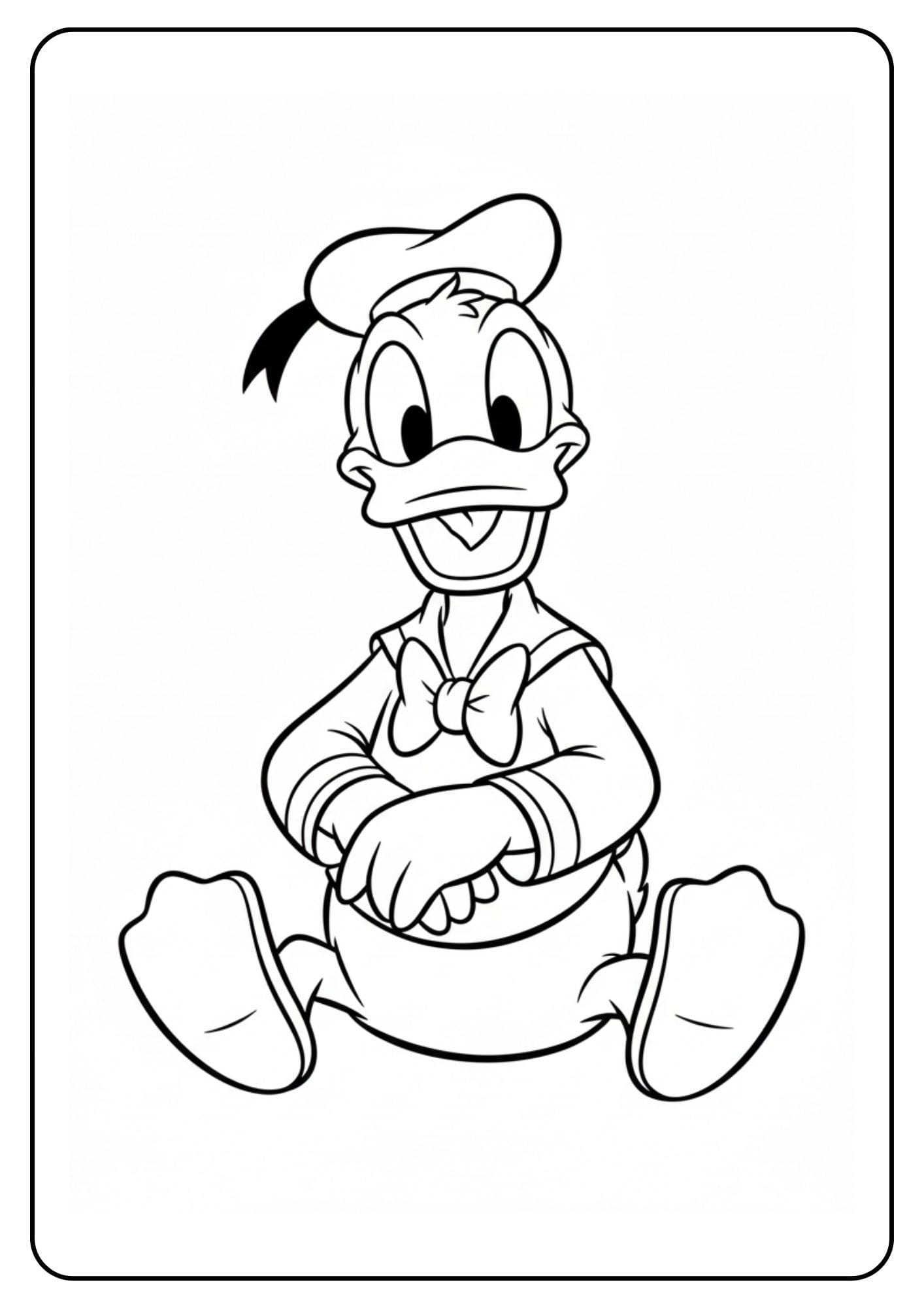 Kleurplaat van Donald Duck glimlachend