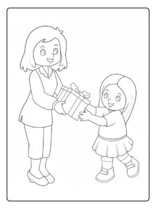 Kleurplaat verjaardag mama Cadeau geven