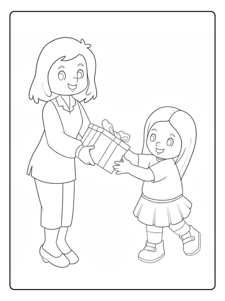 Kleurplaat verjaardag mama Cadeau geven