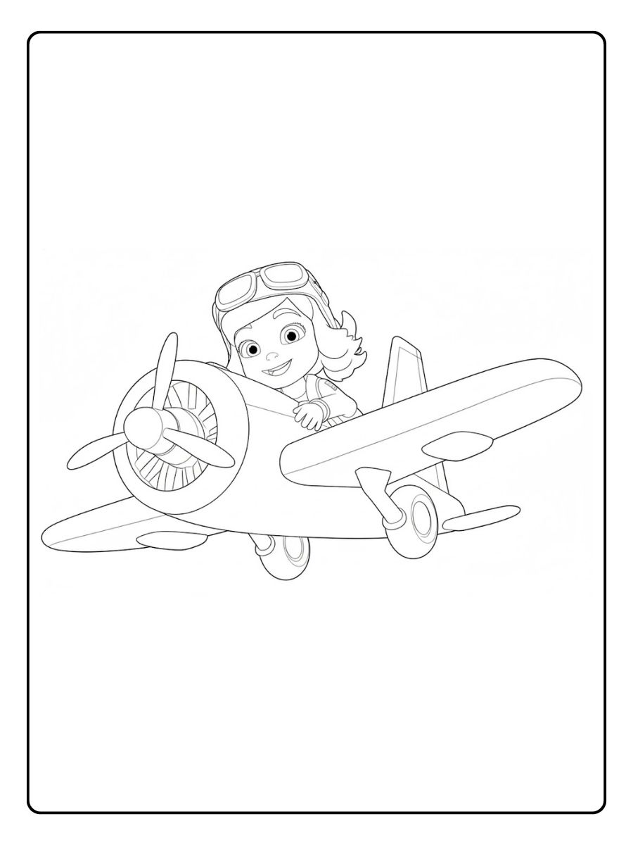 Kleurplaat vliegtuig Piloot met klein vliegtuig