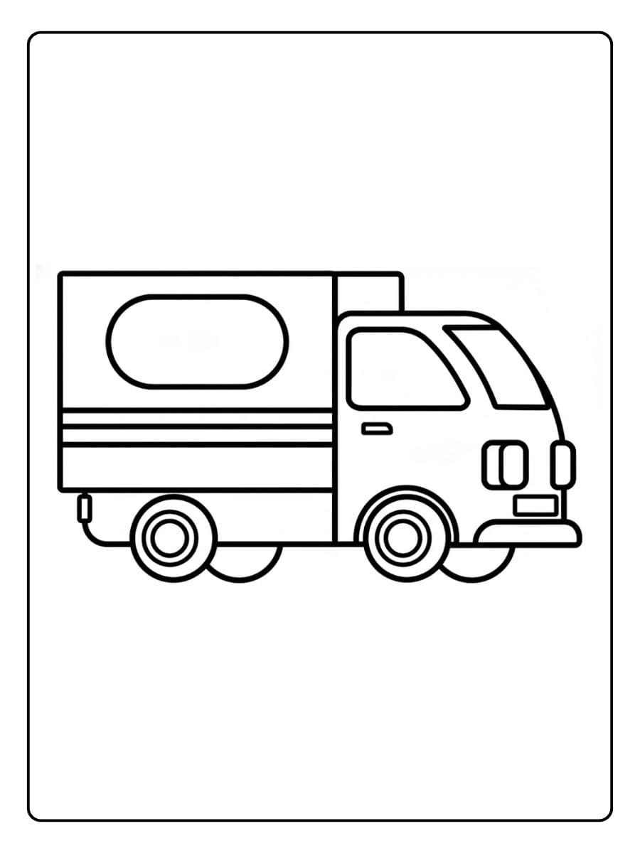 Kleurplaat voertuigen eenvoudige schets van een bestelwagen
