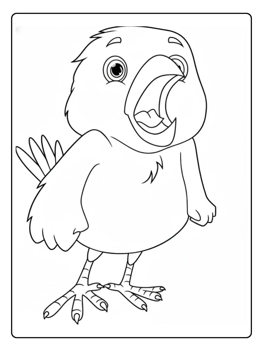 Kleurplaat vogel Vrolijke vogel roept