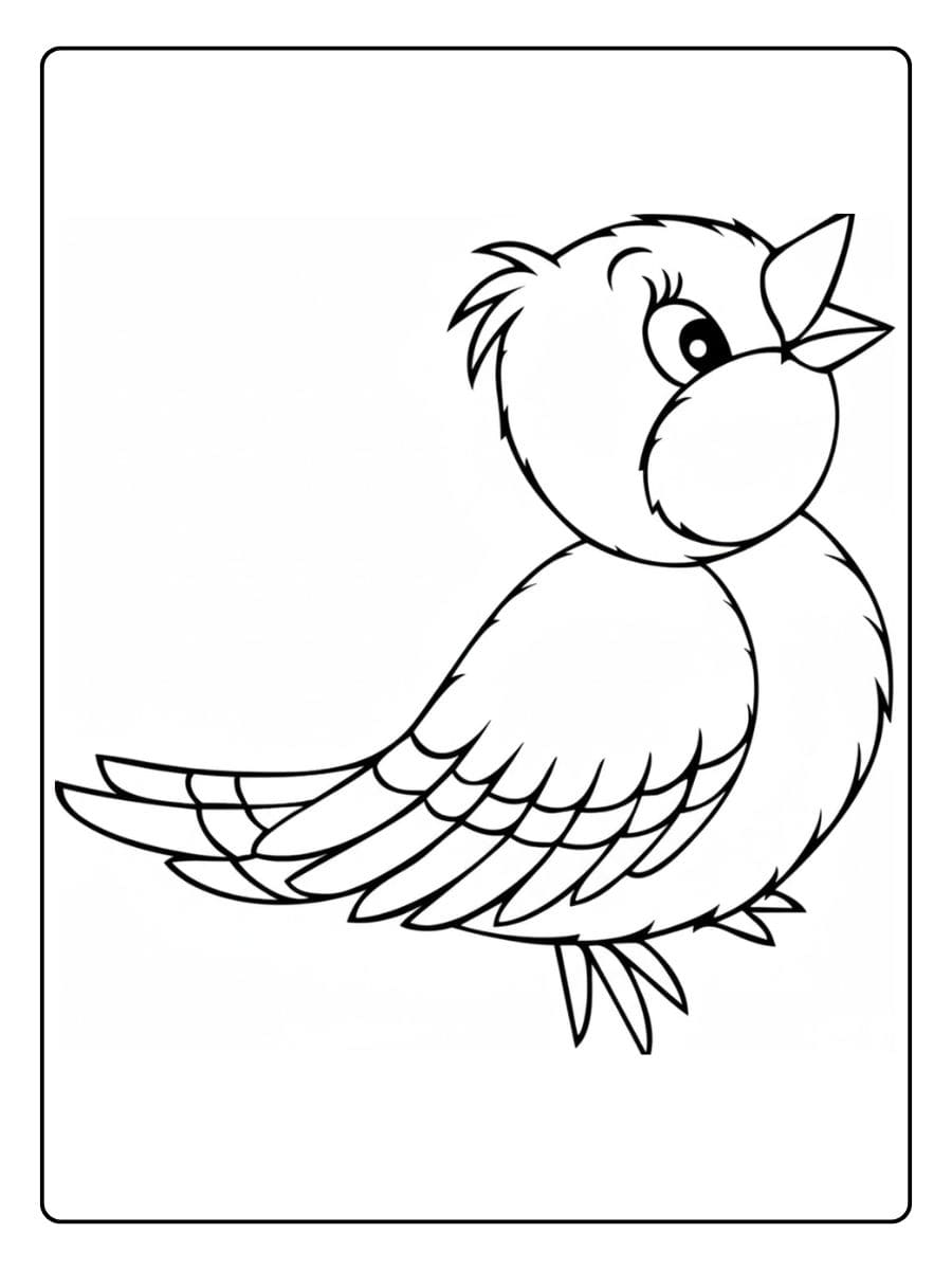 Kleurplaat vogel met dikke lijnen