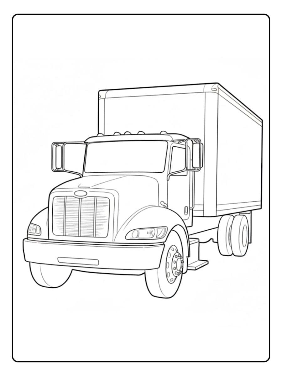 Kleurplaat vrachtwagen eenvoudige omtrek voor kinderen