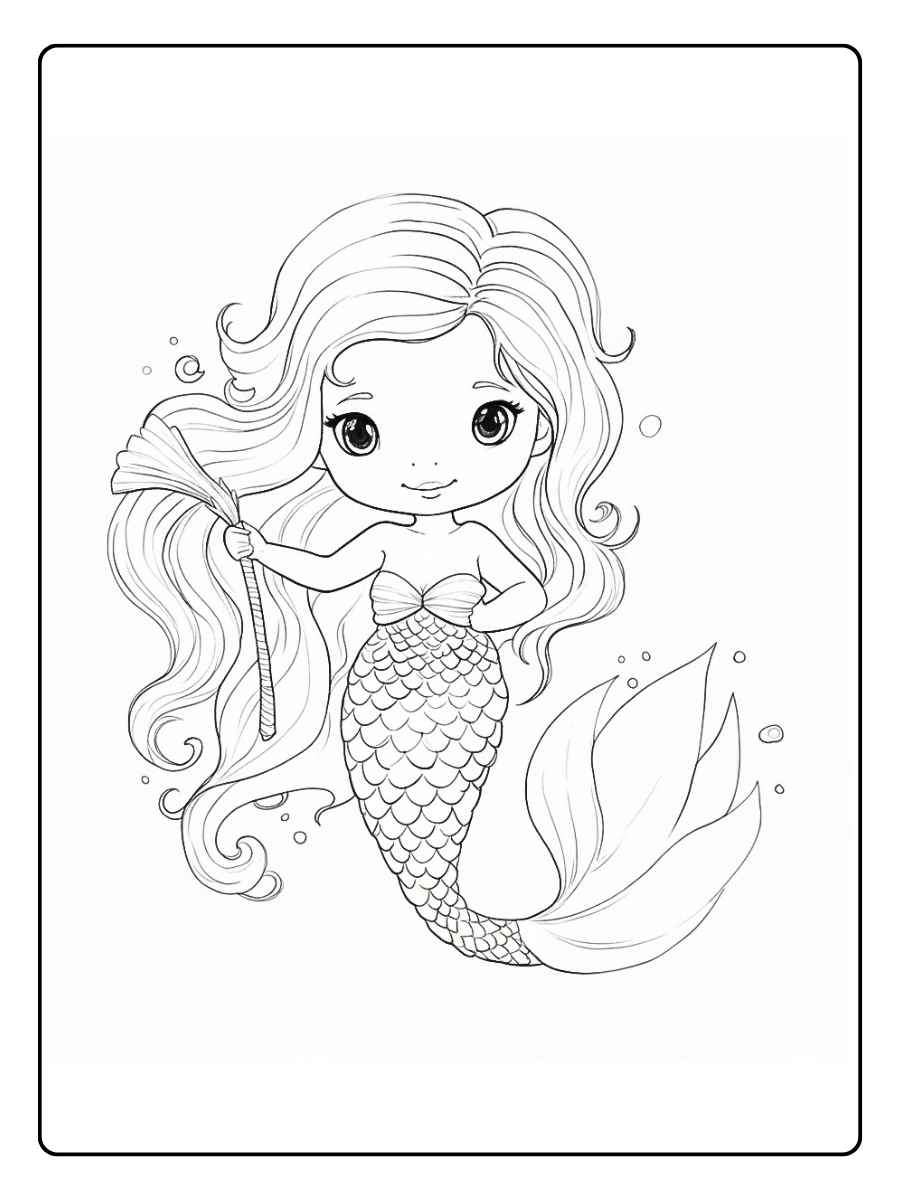 Kleurplaat zeemeermin Lieve zeemeermin met lange staart