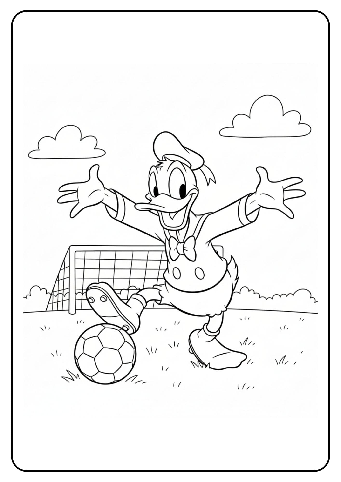 Kleurplaten Donald Duck voetbal