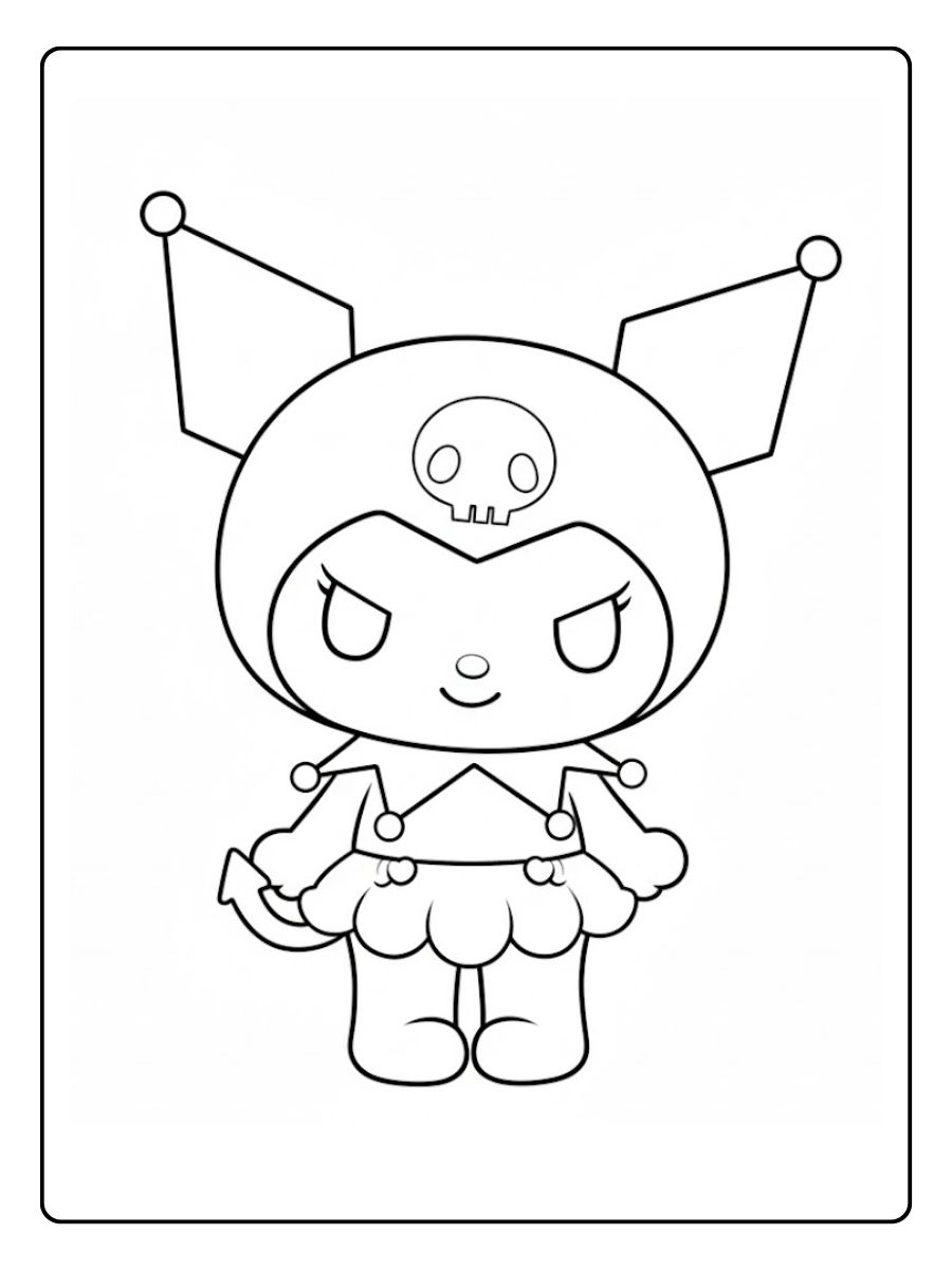 Kuromi kleurplaat boos gezichtje