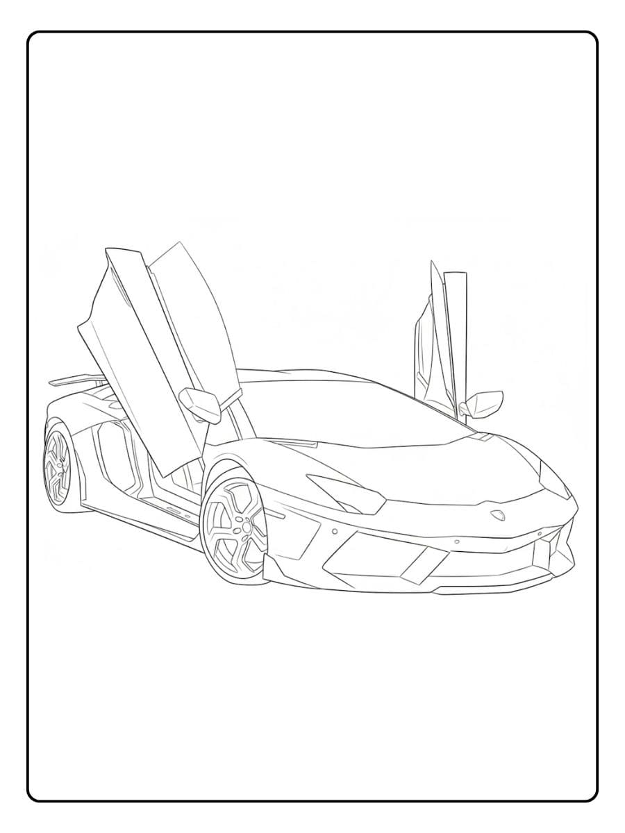 Lamborghini Aventador met open deuren kleurplaat